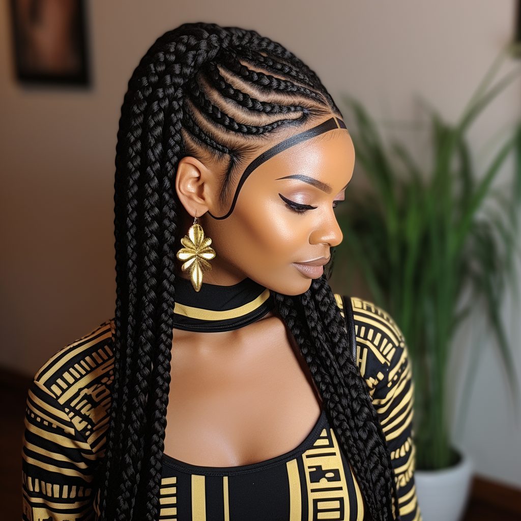 Zigzag Feed-in Braids african braid style