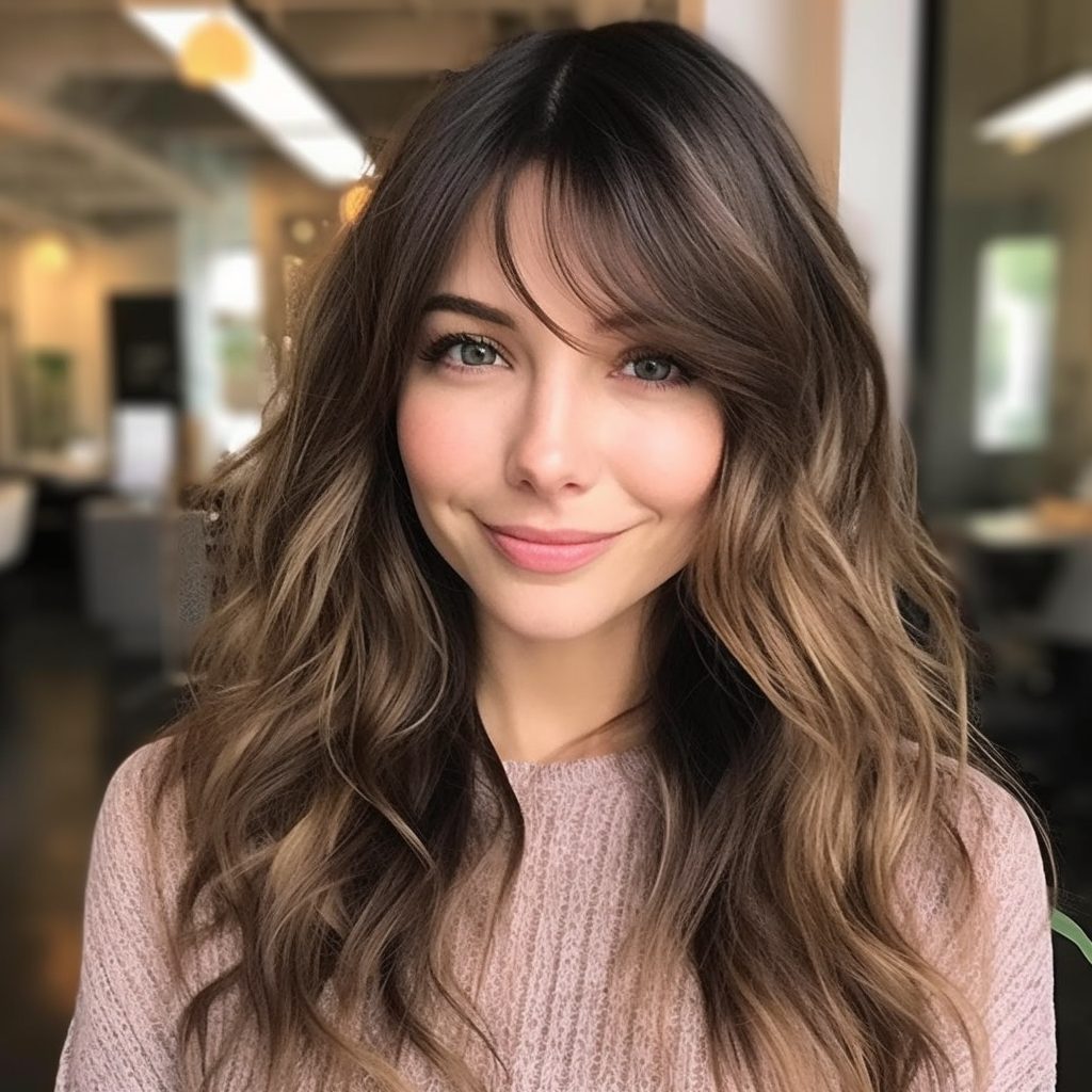 Alluring Layered Side Swept Bangs with Waves long hair with layers