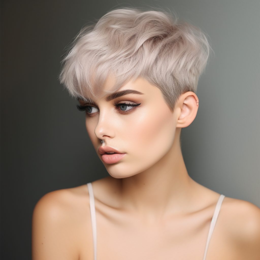 Ashy Tenderness Halo blonde short hairstyle