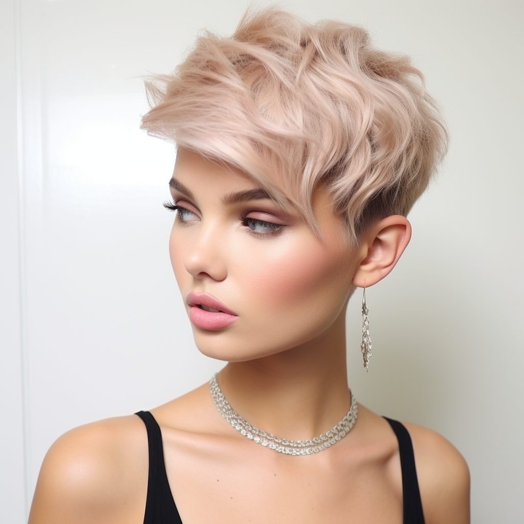 Champagne Sparkle Delight short hair with blonde highlight