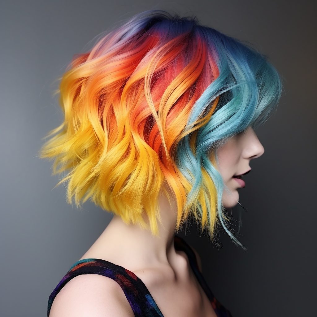 Chic Colorful Waves short hair color ombre