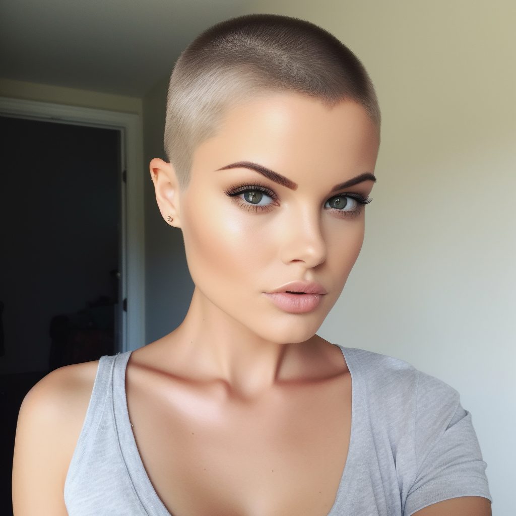 Edgy Shaved Magic woman buzzed hair
