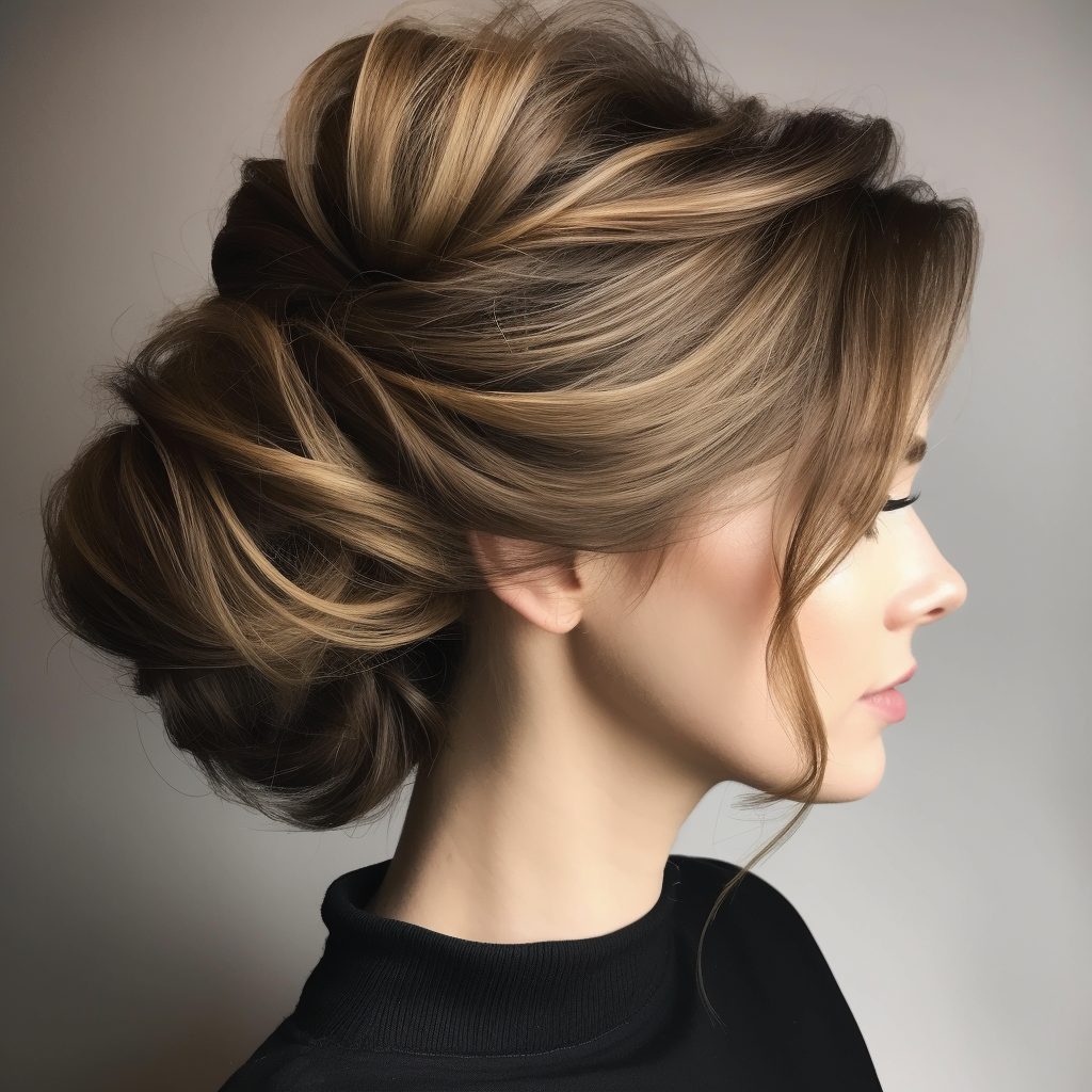 Elegant Layered Chignon with Twist Detail long hairstyle