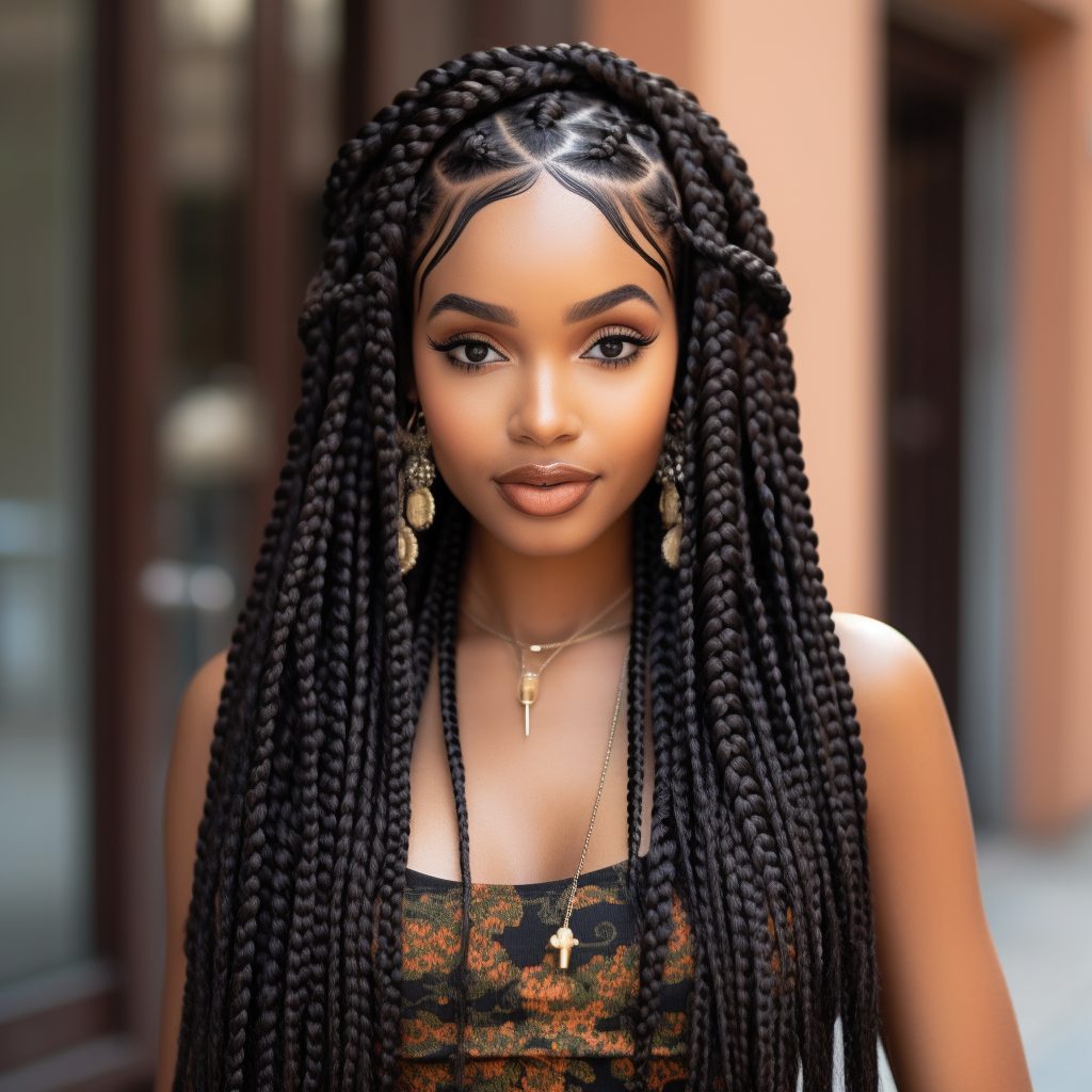 Chunky braided hairstyle for black women