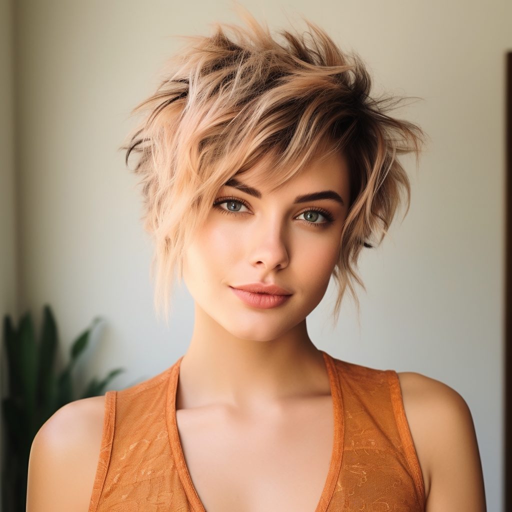 Feathered Pixie with Highlights short layered hair