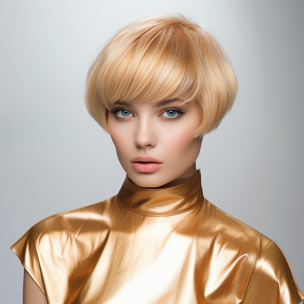 Golden Glaze Elegance blonde with short hair