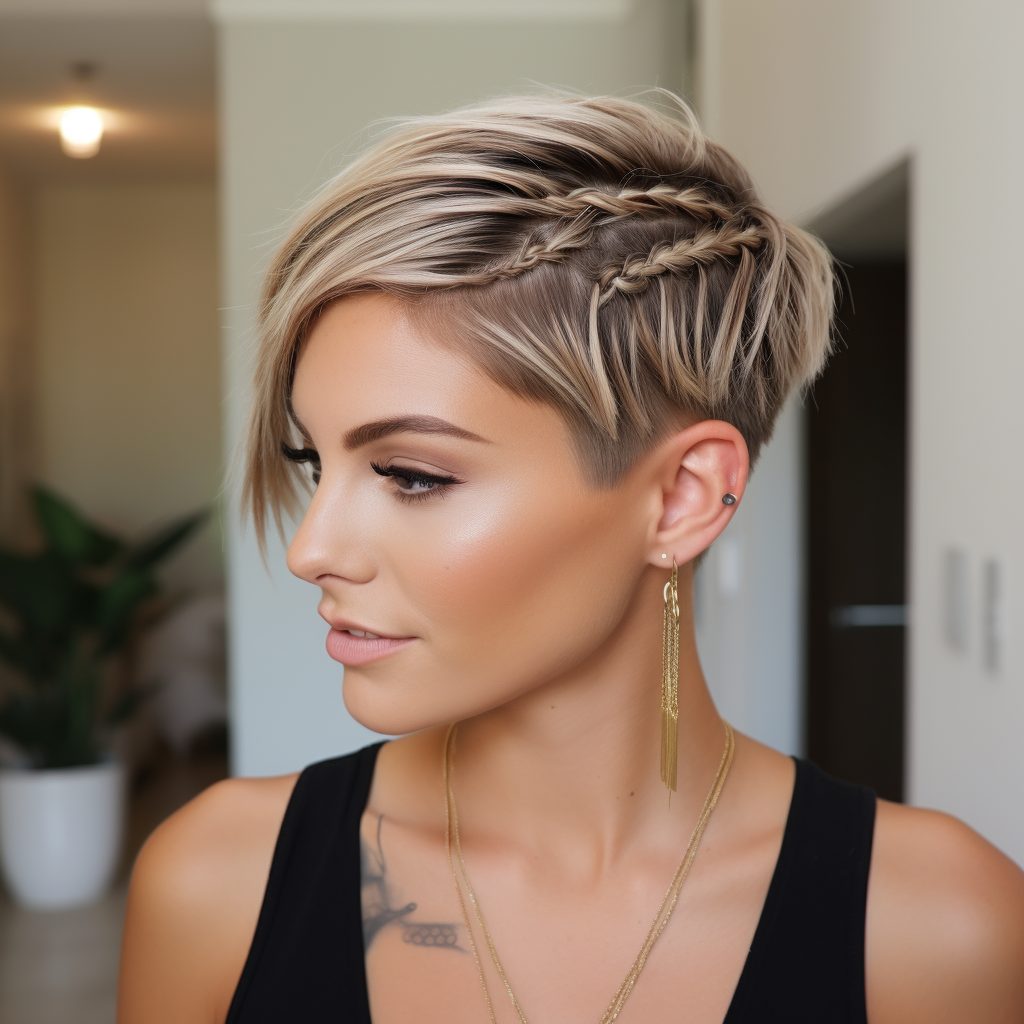 Layered Pixie with Accent Braids hairstyle for short hair