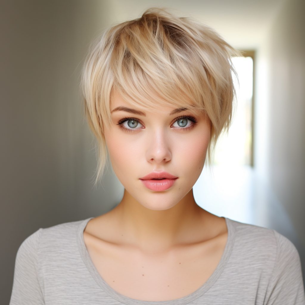 Layered Pixie with Side-Swept Bangs short hairstyle for women
