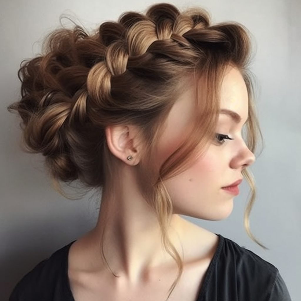 Romantic Layered Updo with Braids long hair cut for women