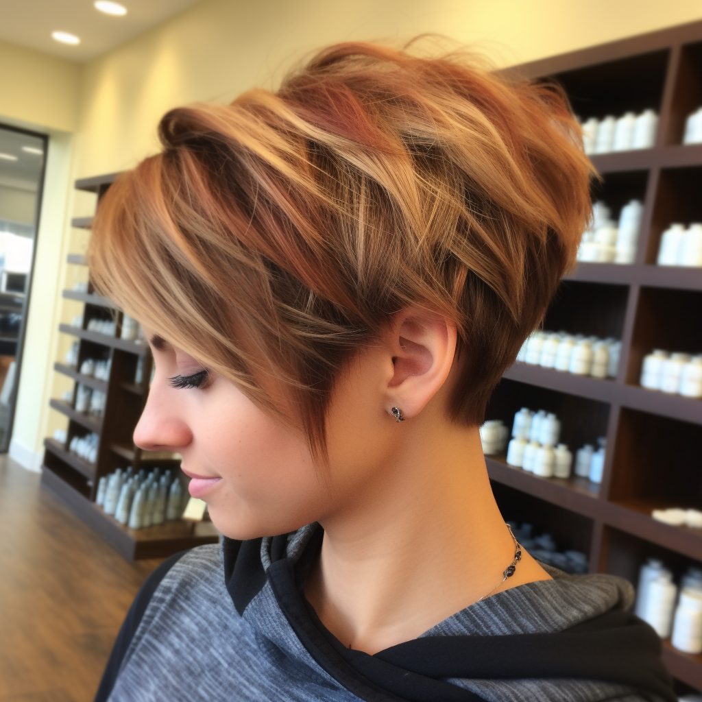 Cute Stacked Pixie with Highlights hairstyle for short hair
