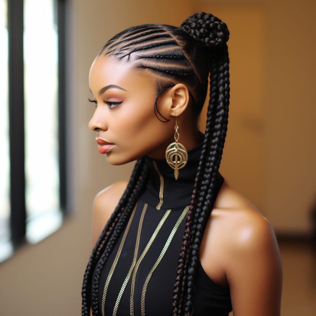 Fulani Braids with Shaved Sides hairstyle