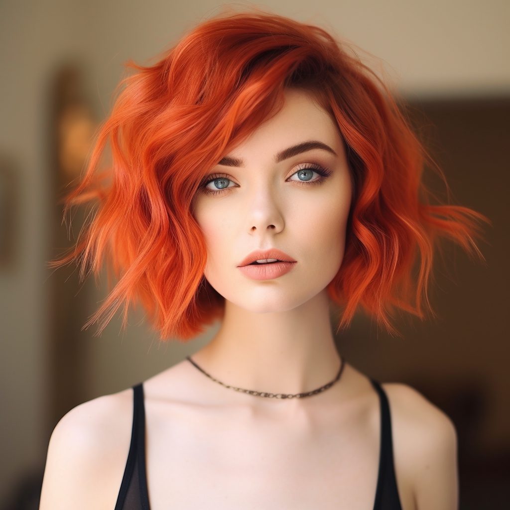 Vibrant Vermilion Elegance short red hair style