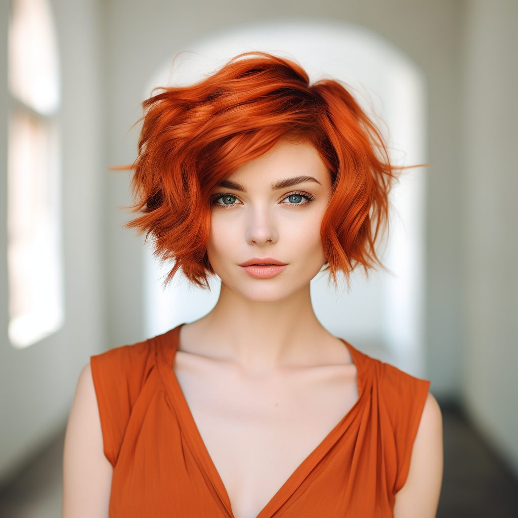 Vibrant Vermilion cut redhead
