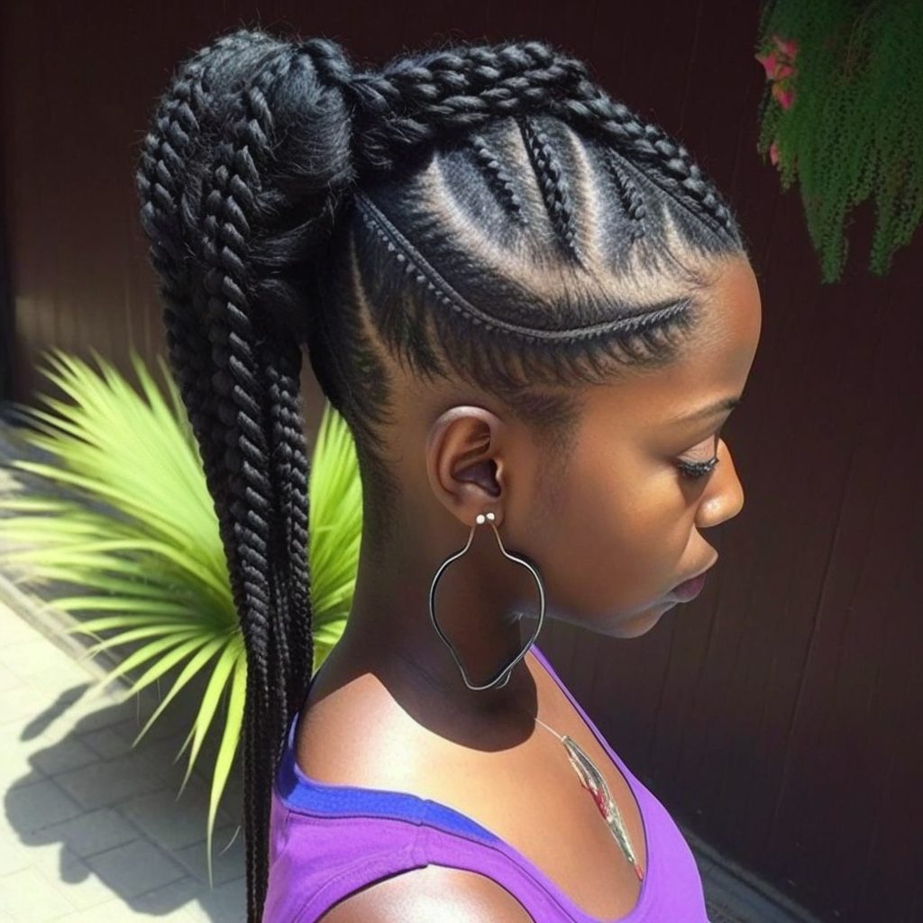 Braided Ponytail black girl hairstyle
