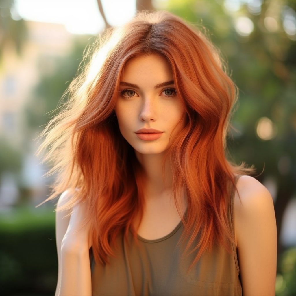 Chic Copper medium length hair with layers
