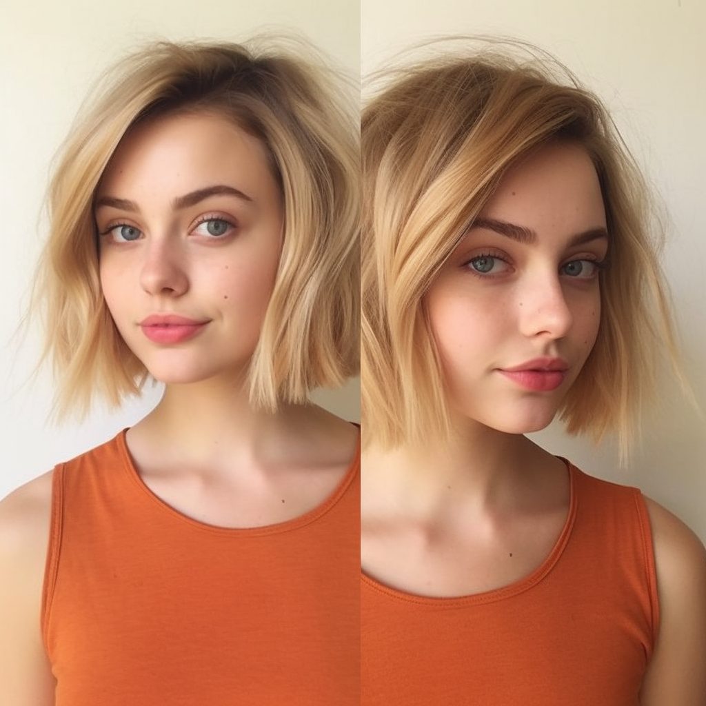 Choppy Bob with Sun-Kissed Tips: haircut for round faces