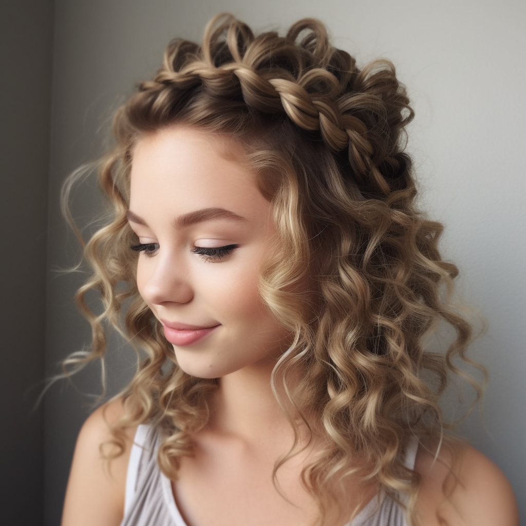 Dutch Crown Braid: curly hairstyle natural