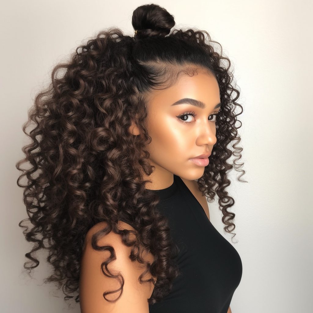Curly Hair High Ponytail Hairstyle