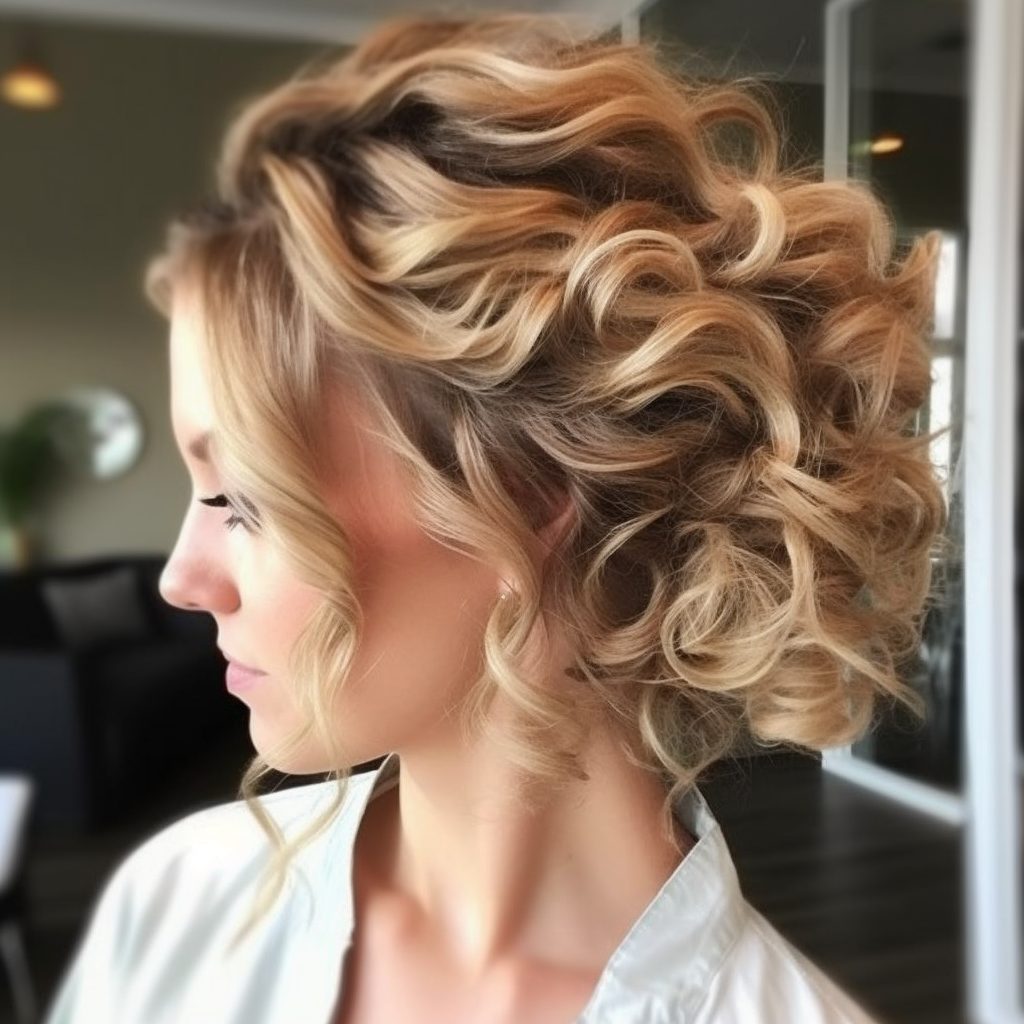 Curly Low Side Bun Hairstyle for Women