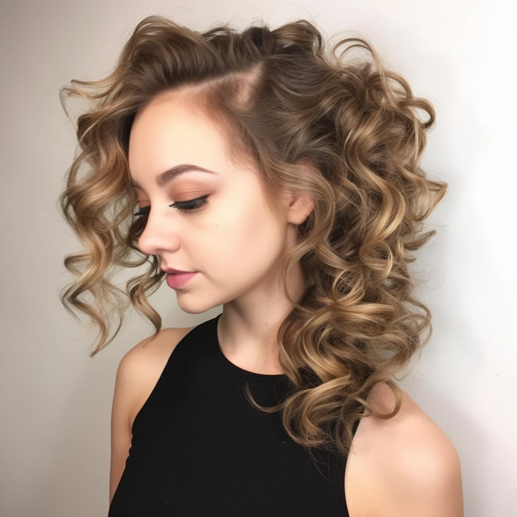 Low Side Ponytail with Curls: layered haircut for curly hair