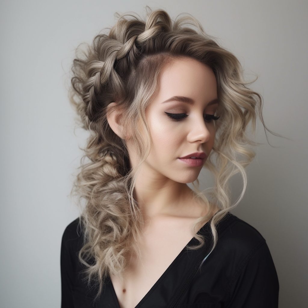 Curly Messy Side Braid Style