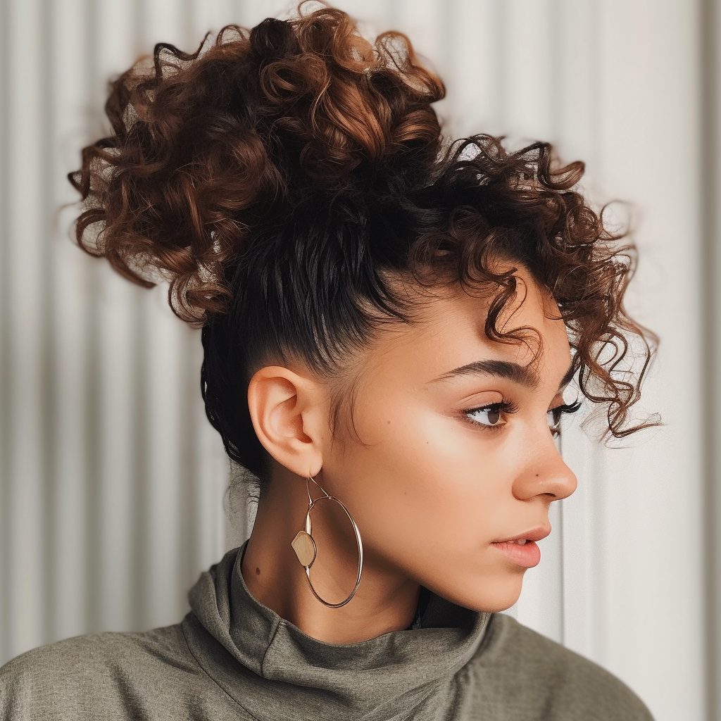 Curly Top Knot: hair cut for curly hair