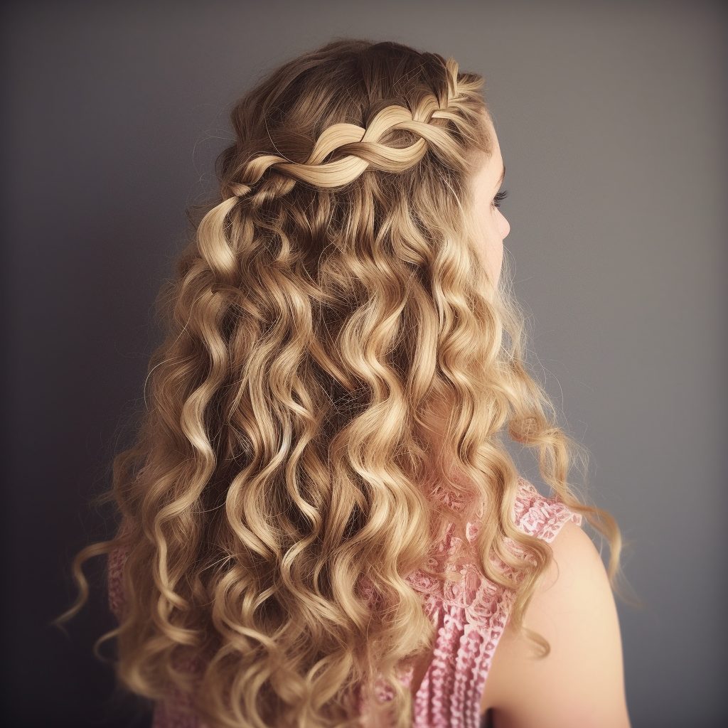 Waterfall Braid: Long curly hairstyle