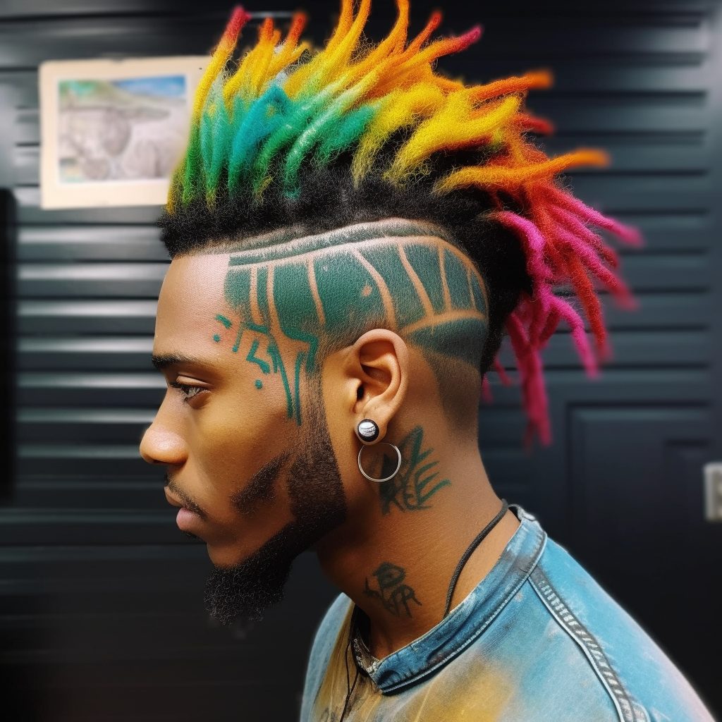 Dreadlock Mohawk with Color Accents: dread style for men