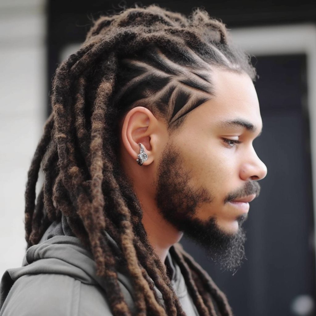 Dreadlock Zigzag Braid: loc hairstyle for men