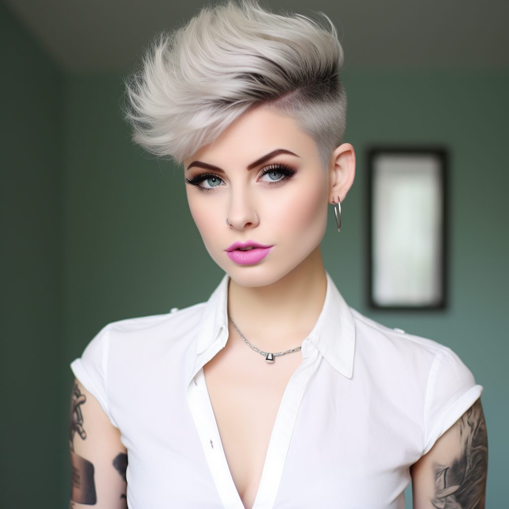 Genderqueer Glam short androgynous hairstyle