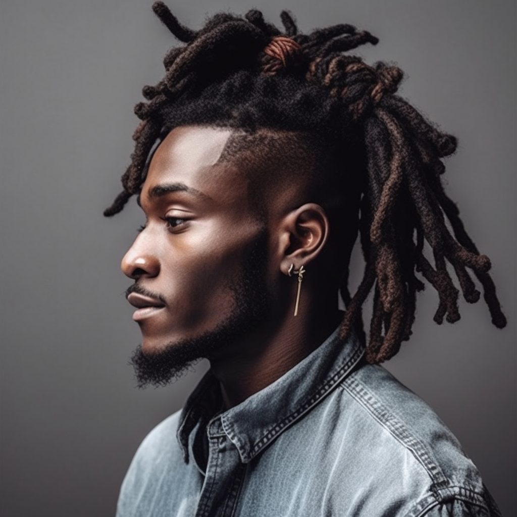 High Ponytail with Curly Dreads locs styles men