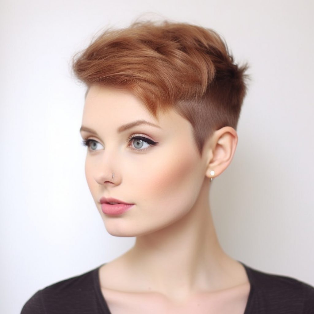 Modern Shaved Sides Pixie: round face haircut
