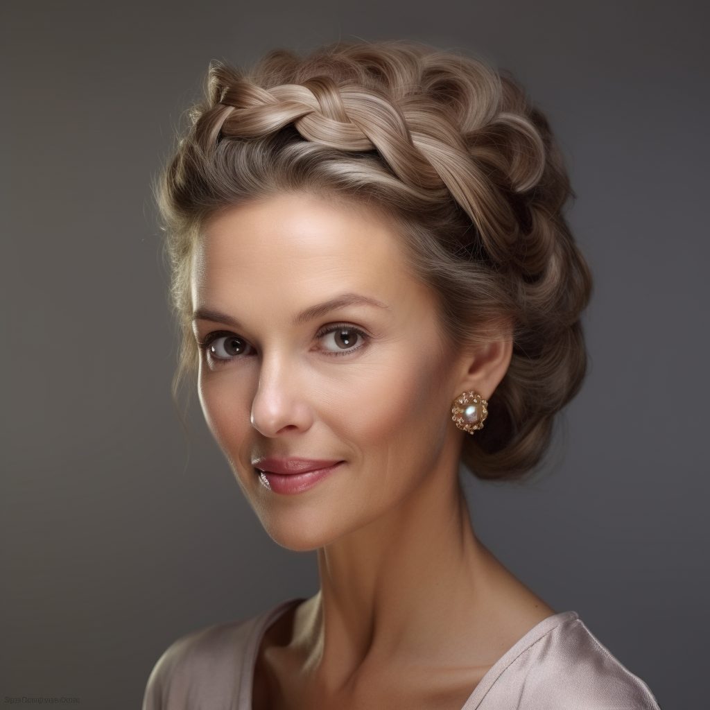 Regal Crown Braid For medium length fine hair mother of the bride hairstyle