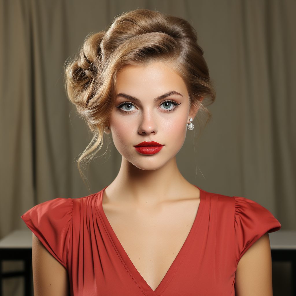 Retro Victory Rolls Updo hair style for square face shape