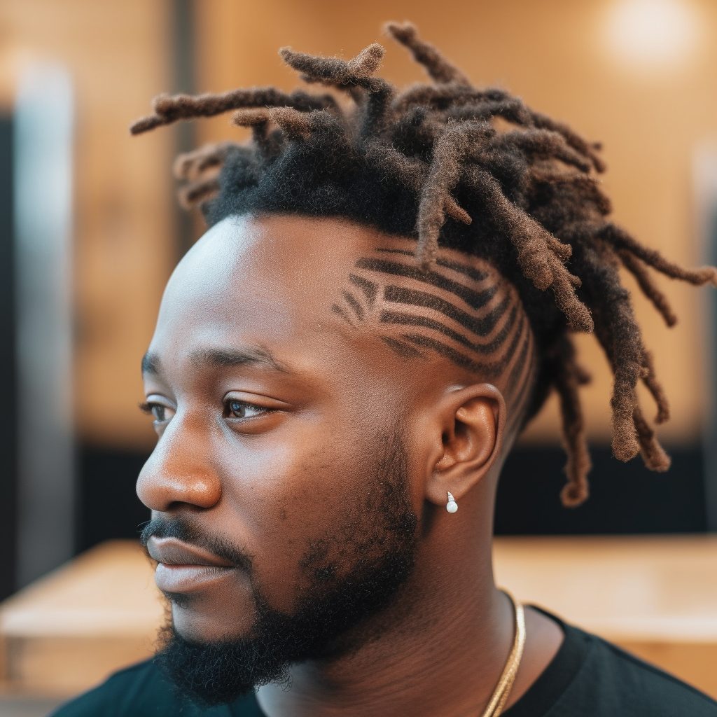 Short Dreads with Faded Sides and Shaved Part dread braid style