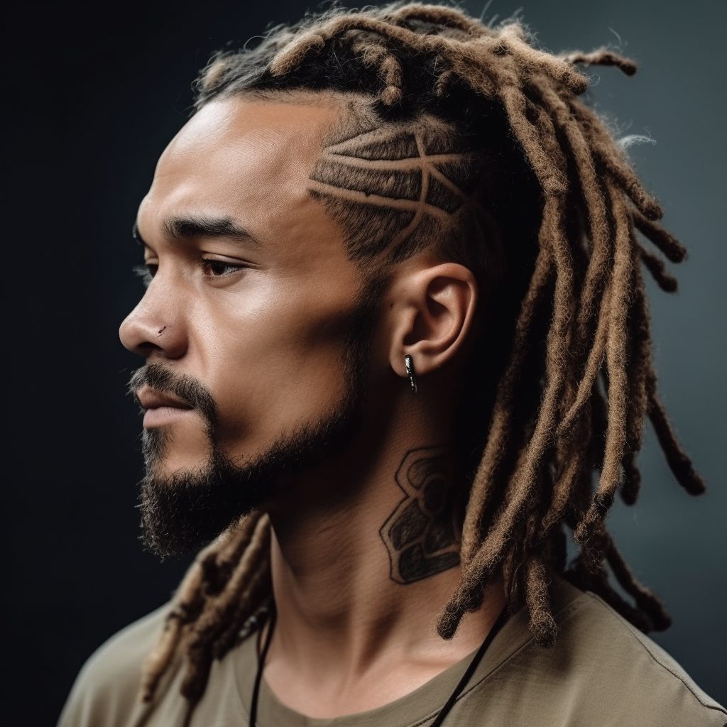 Short Dreads with Shaved Side Part: loc style for men