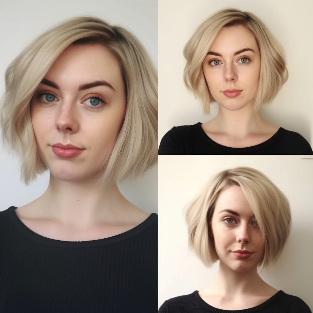 Side-Parted A-Line Bob: haircut for round chubby faces