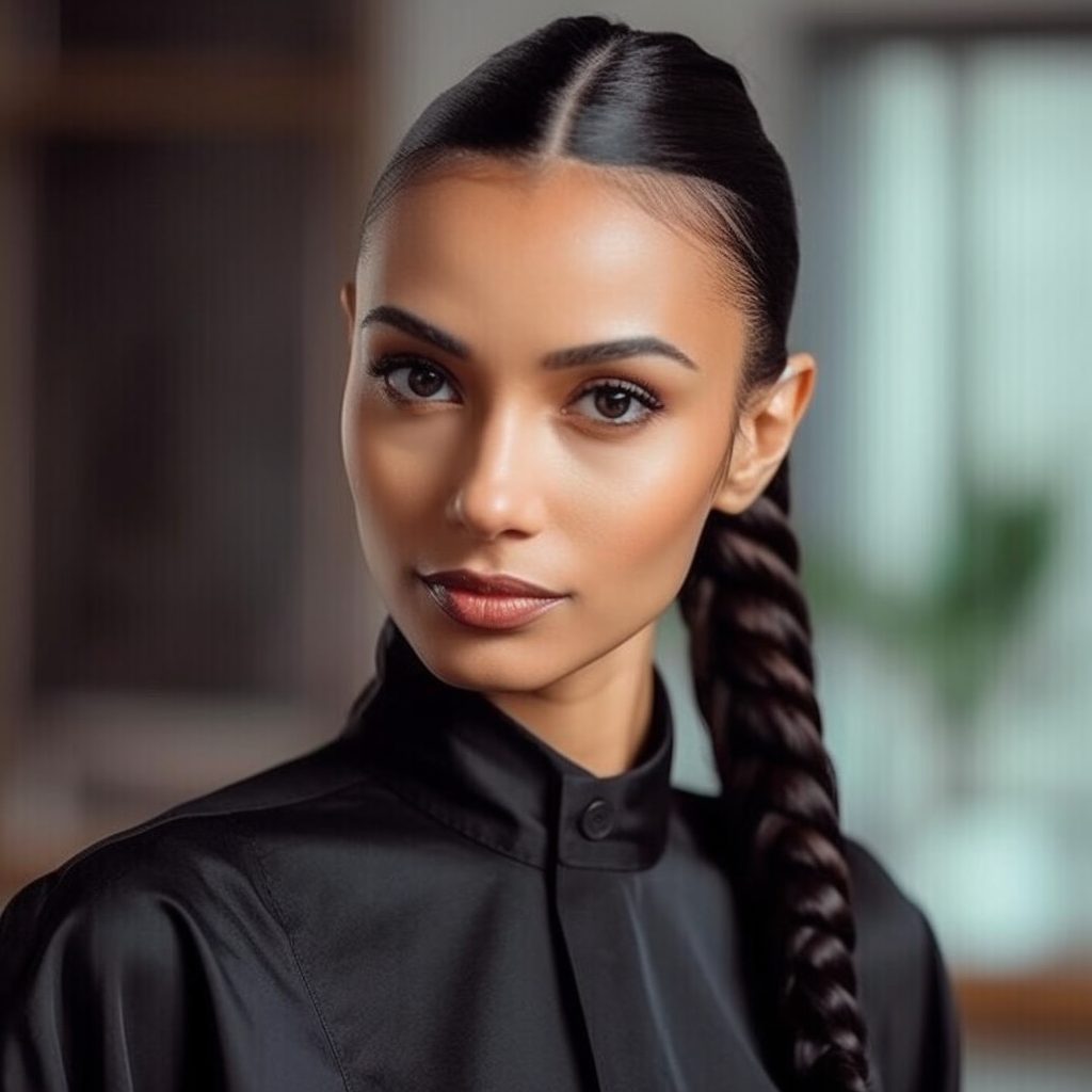 Sleek and Straight Twisted Ponytail Hairstyle