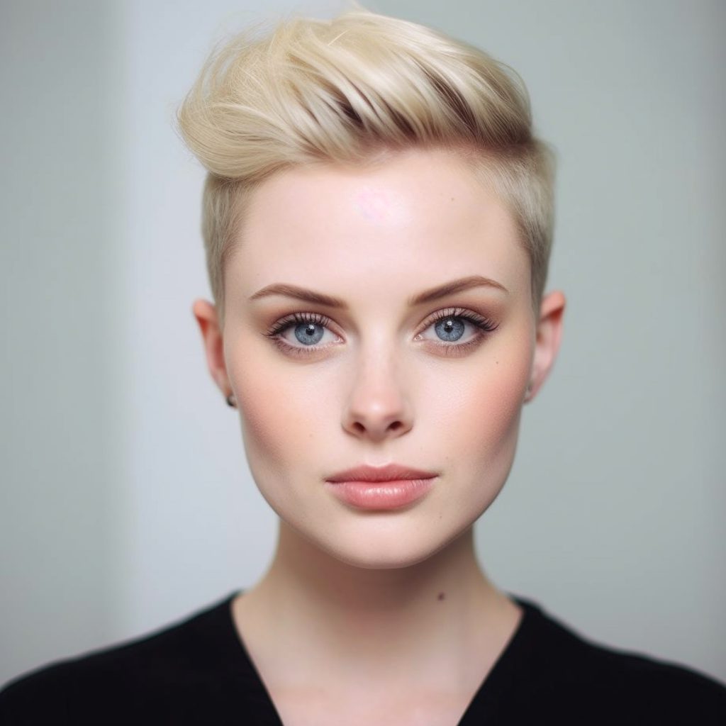 Slicked-Back Undercut Pixie For Round Face