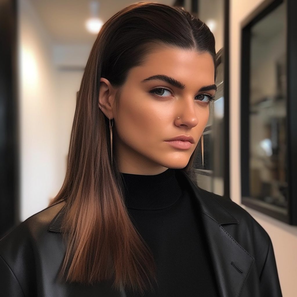 Slicked-Back natural straight hairstyle