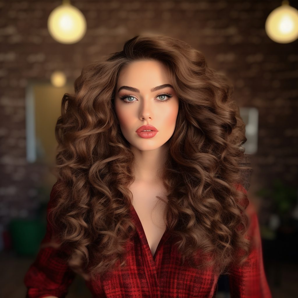Voluminous Curls hairstyle for a long face shape