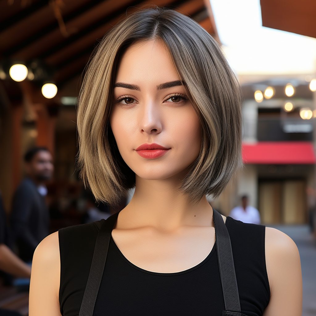 The Chin Length Lob with a Center Part and Sleek Ends