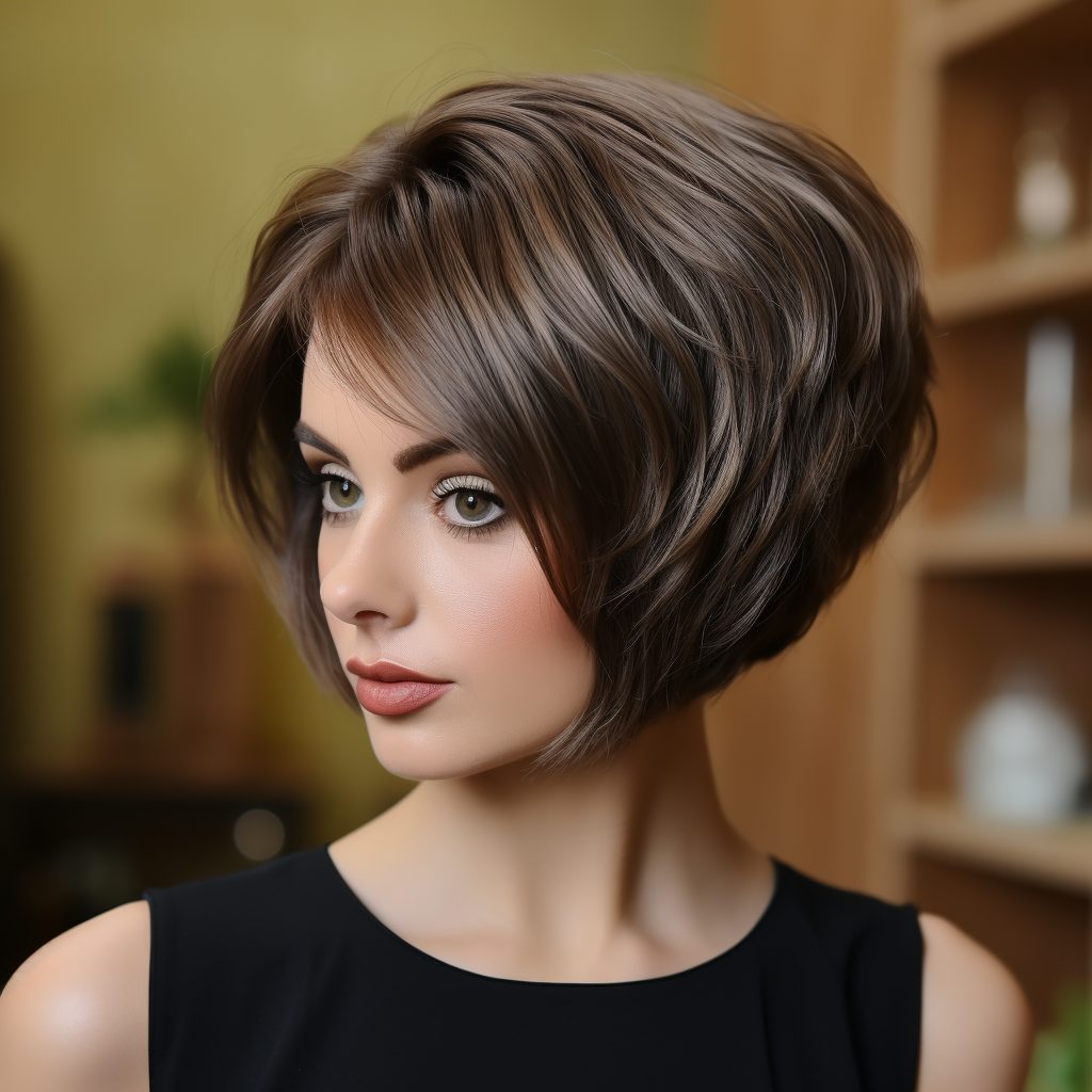 The Voluminous Chin Length Stacked Bob with a Rounded Shape