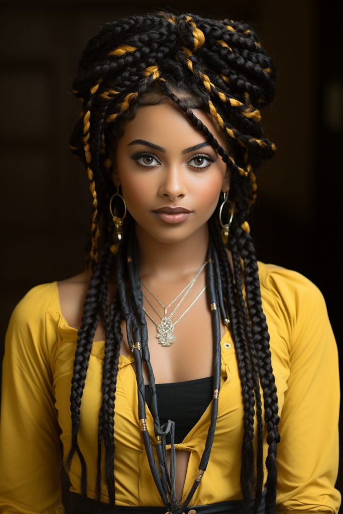 Box Braids with Two Tone Colors