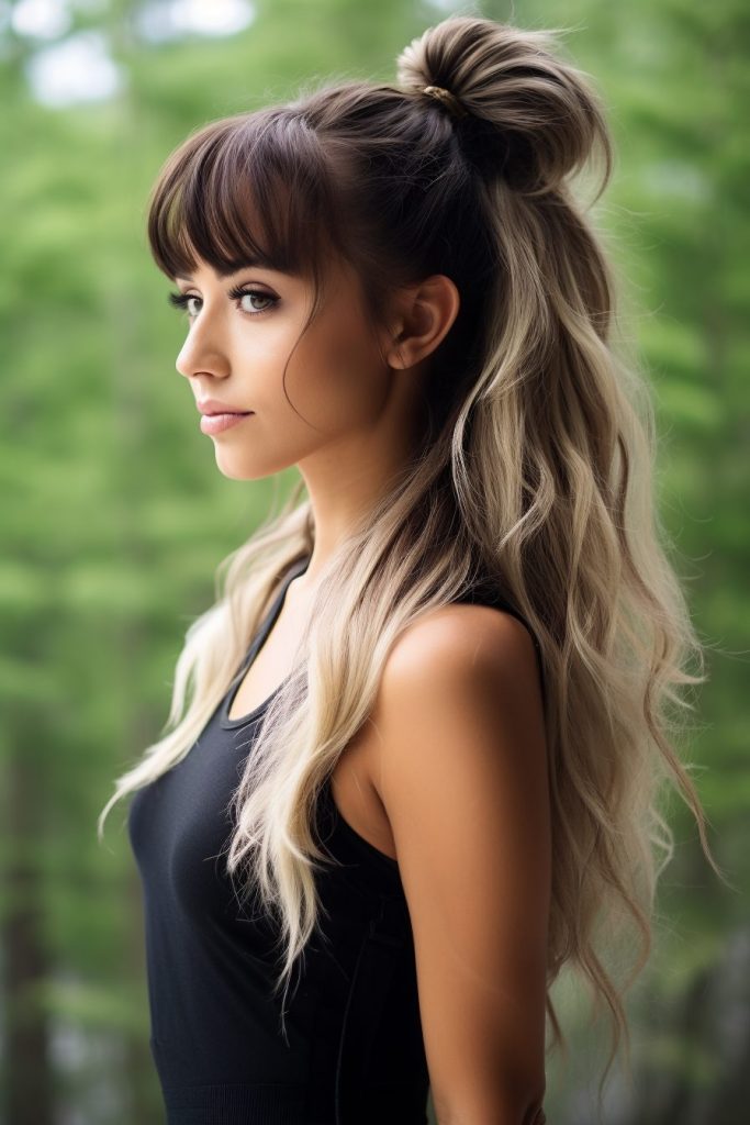 Half Up Ponytail with Bangs