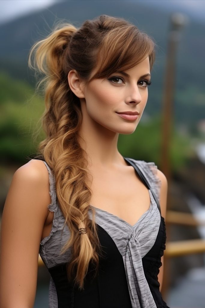Side Ponytail with Bangs