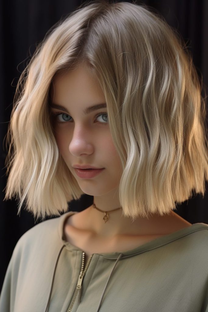 Textured Blunt Bob with Babylights